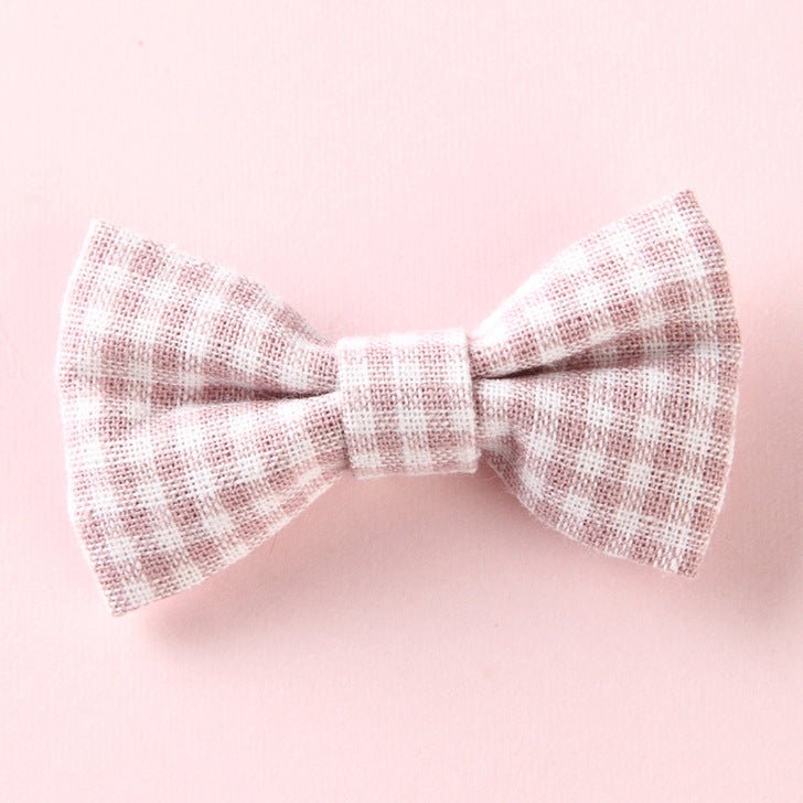 Girls Plaid Pattern Bow Tie Hair Fabric 2 pc. Clips Handmade Accessory - DraftFuel Sports