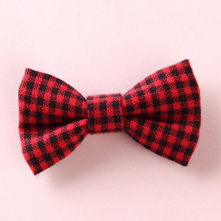 Girls Plaid Pattern Bow Tie Hair Fabric 2 pc. Clips Handmade Accessory - DraftFuel Sports