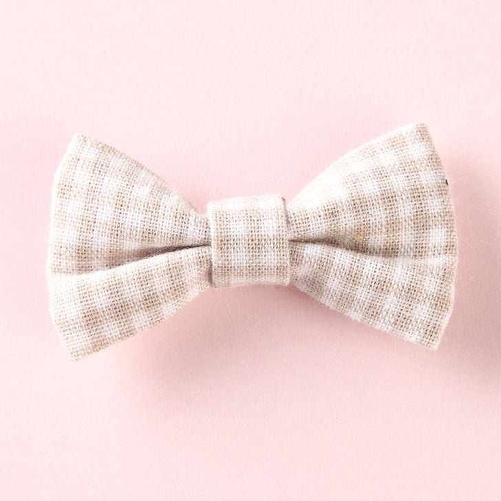 Girls Plaid Pattern Bow Tie Hair Fabric 2 pc. Clips Handmade Accessory - DraftFuel Sports