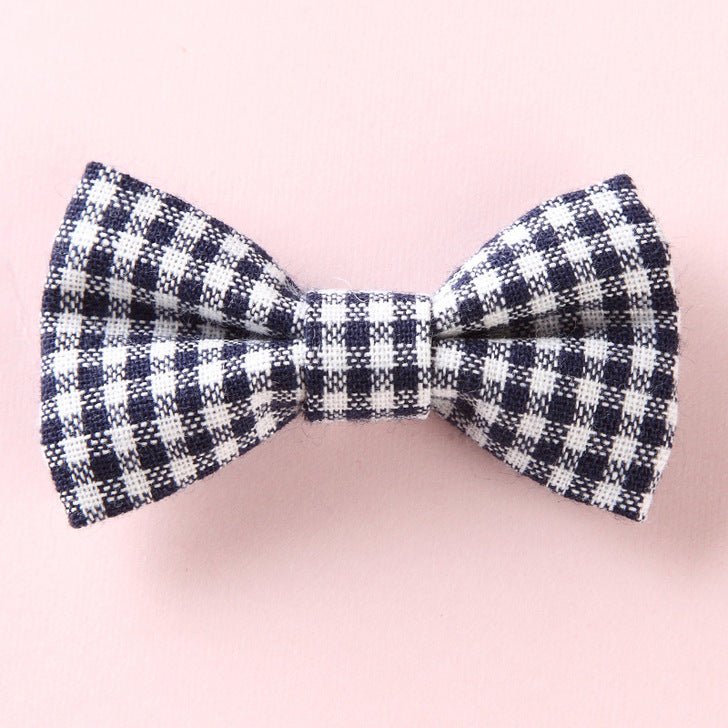 Girls Plaid Pattern Bow Tie Hair Fabric 2 pc. Clips Handmade Accessory - DraftFuel Sports