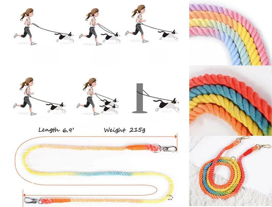 HANDS FREE DOG ROPE LEASH - OMBRE LIGHT BLUE - DraftFuel Sports
