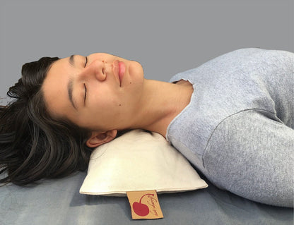 Hot Cherry Rectangular/Cervical Neck Pillow in Unbleached, Pre - washed, Natura Denim with Cherry Print Pillowcase - DraftFuel Sports