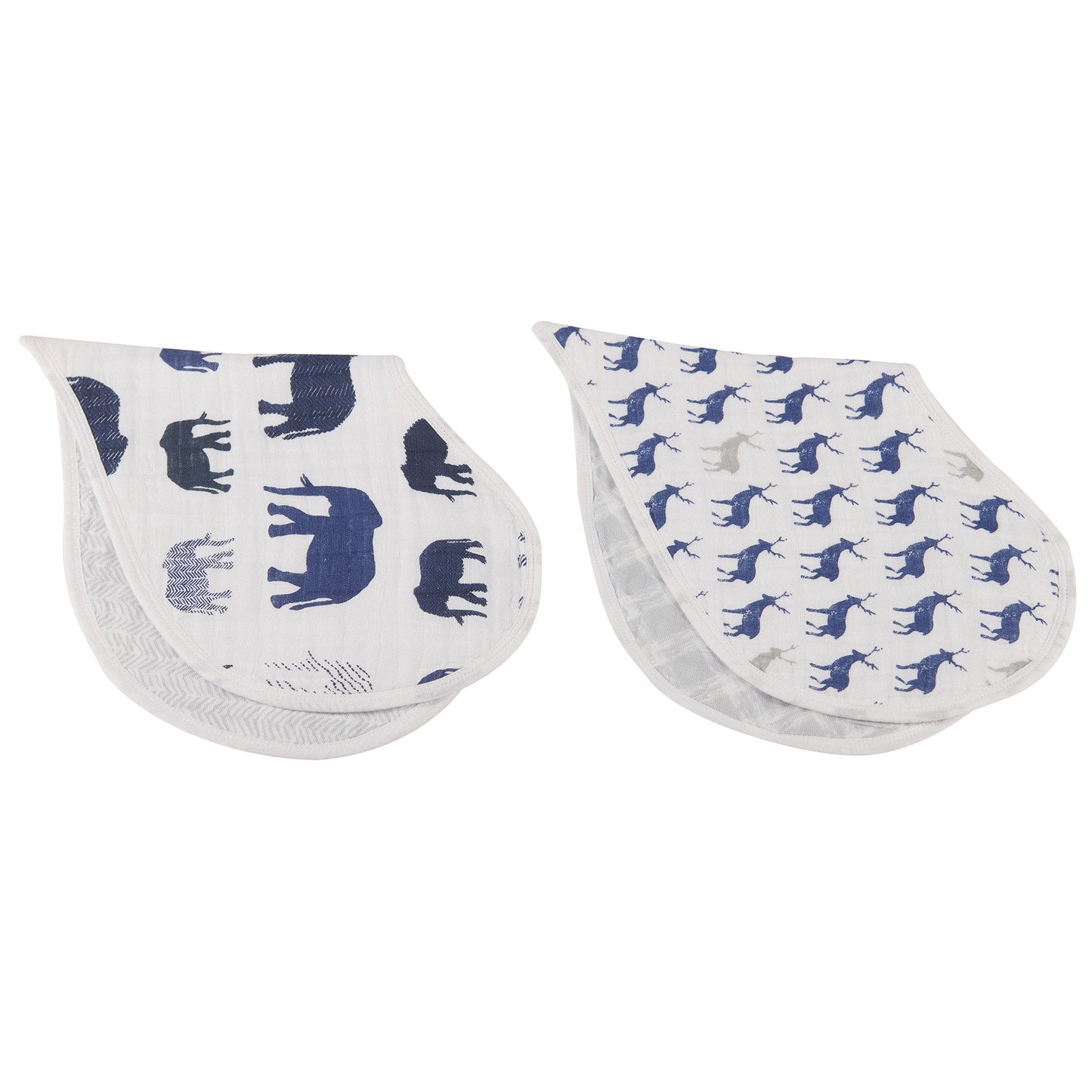 In The Wild Elephant Cotton Burp Cloth Bib 2PK - DraftFuel Sports
