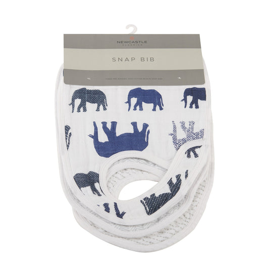 In the Wild Elephant Cotton Muslin Snap Bibs 3PK - DraftFuel Sports