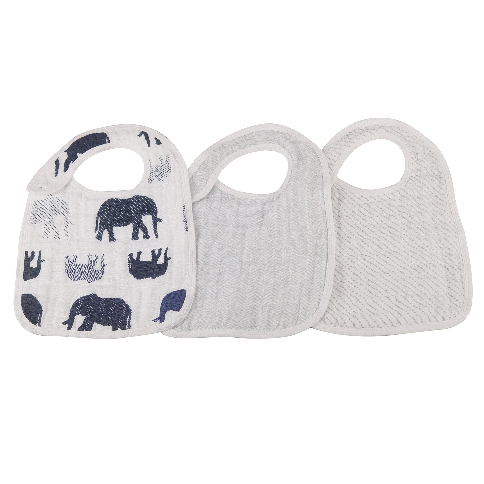 In the Wild Elephant Cotton Muslin Snap Bibs 3PK - DraftFuel Sports