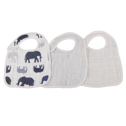In the Wild Elephant Cotton Muslin Snap Bibs 3PK - DraftFuel Sports