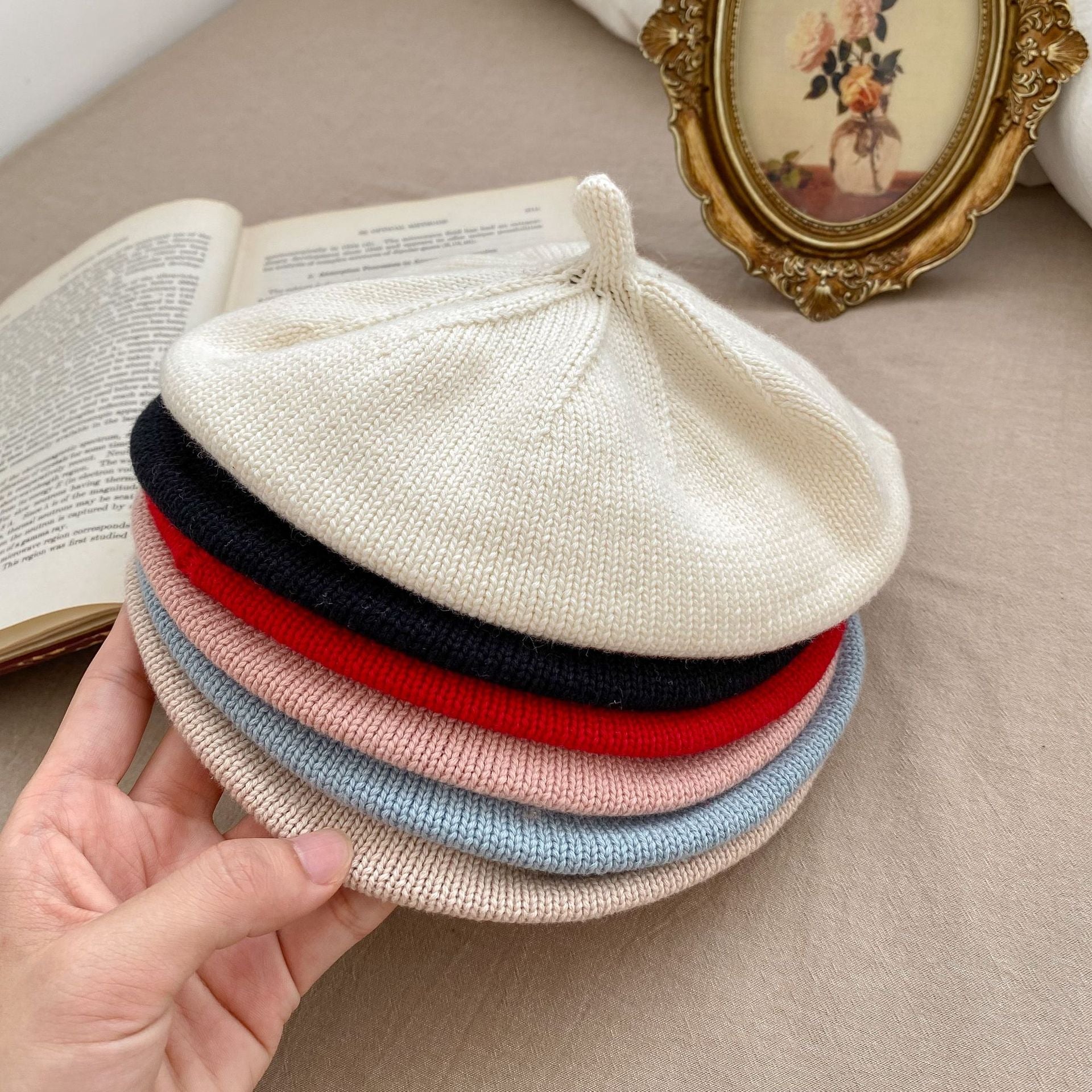 Infant Baby Girls Solid Knitting Caps - DraftFuel Sports