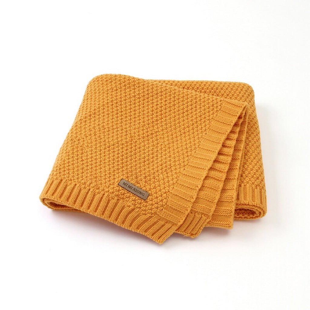 Kids Logo Patched Design Solid Color Knittted Warm Blanket - DraftFuel Sports
