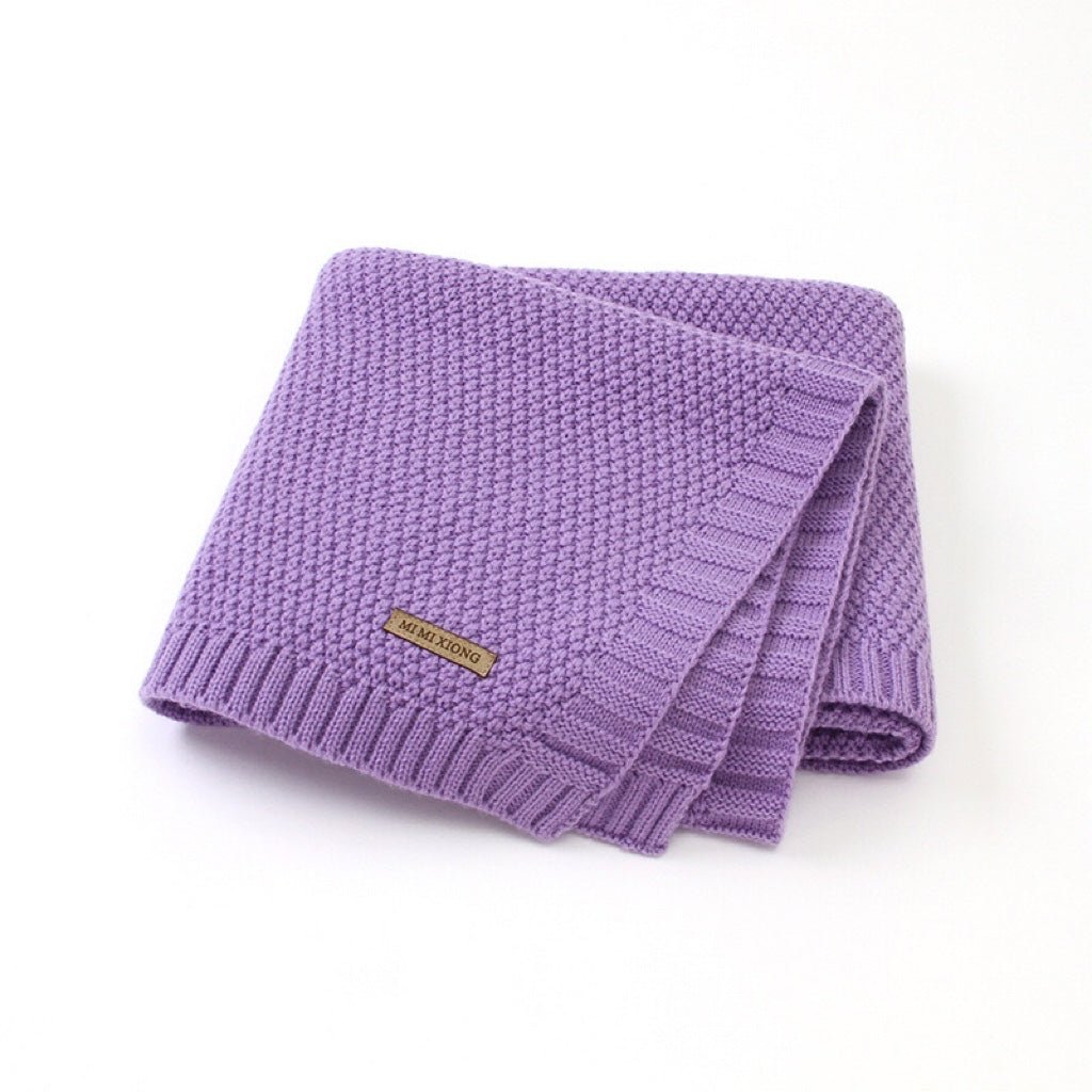 Kids Logo Patched Design Solid Color Knittted Warm Blanket - DraftFuel Sports