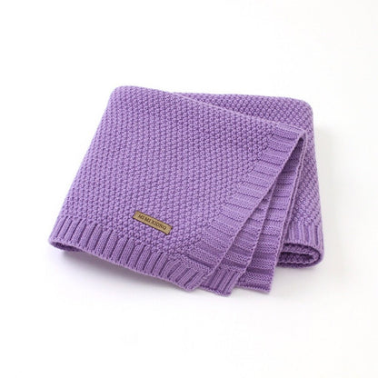 Kids Logo Patched Design Solid Color Knittted Warm Blanket - DraftFuel Sports