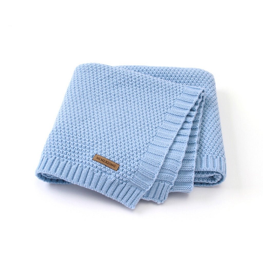Kids Logo Patched Design Solid Color Knittted Warm Blanket - DraftFuel Sports