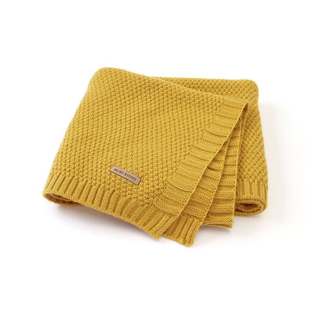 Kids Logo Patched Design Solid Color Knittted Warm Blanket - DraftFuel Sports