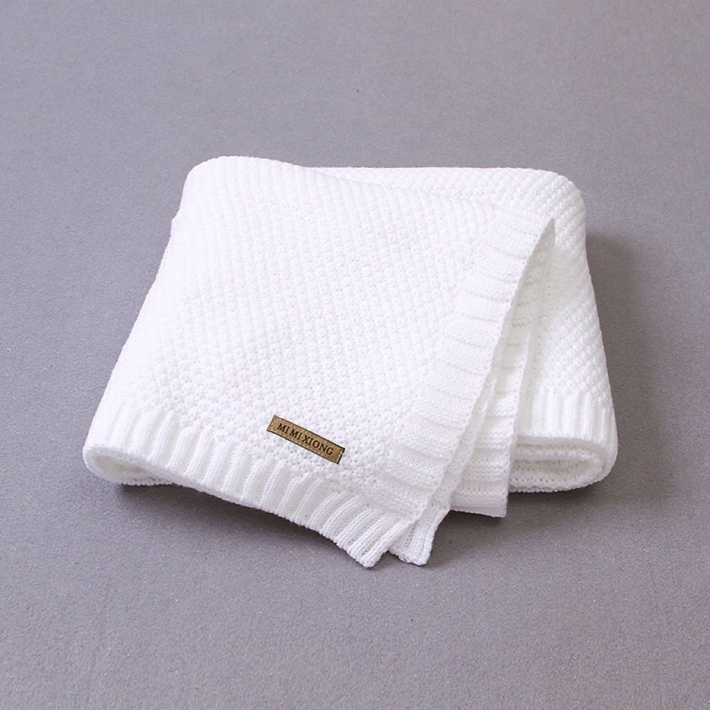 Kids Logo Patched Design Solid Color Knittted Warm Blanket - DraftFuel Sports