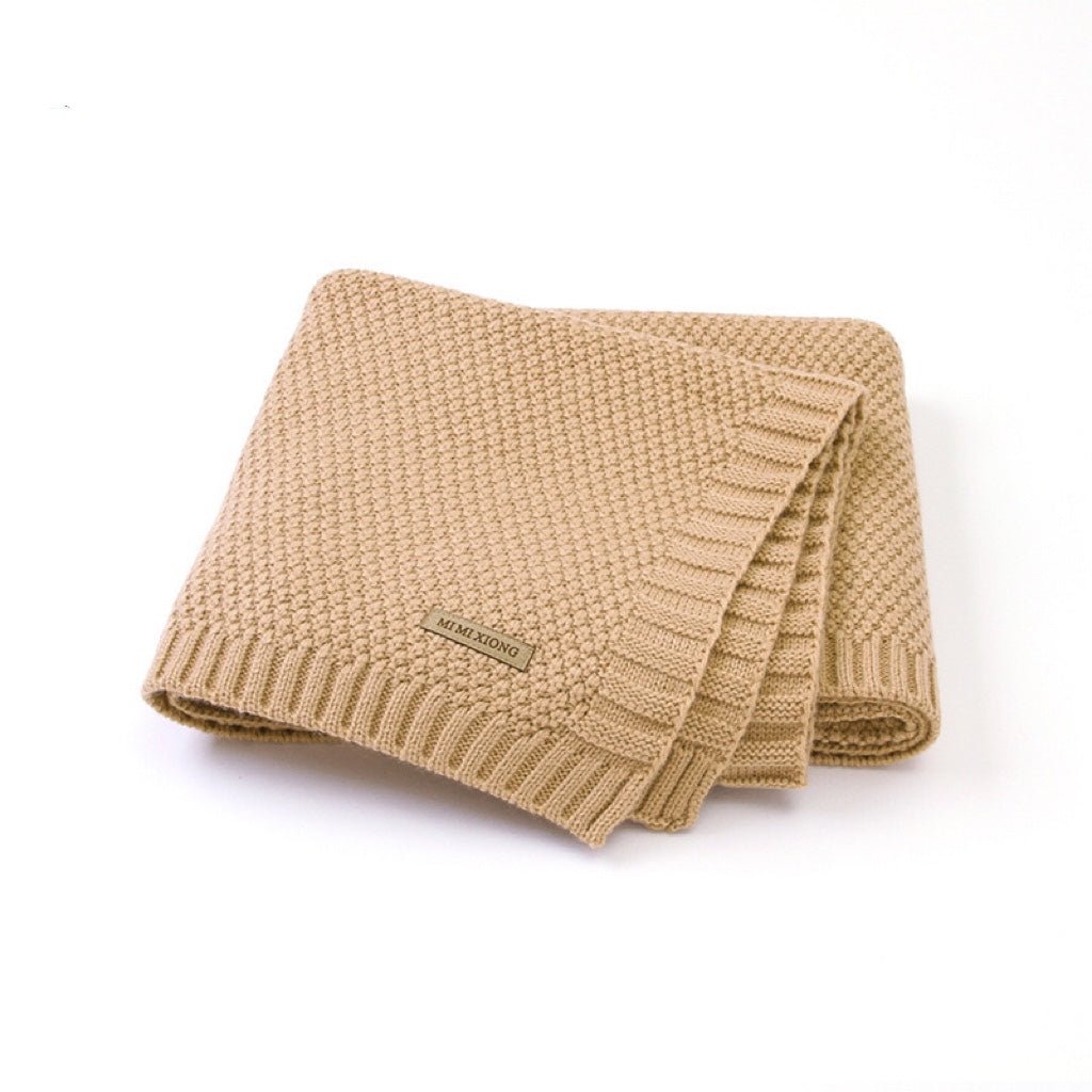 Kids Logo Patched Design Solid Color Knittted Warm Blanket - DraftFuel Sports
