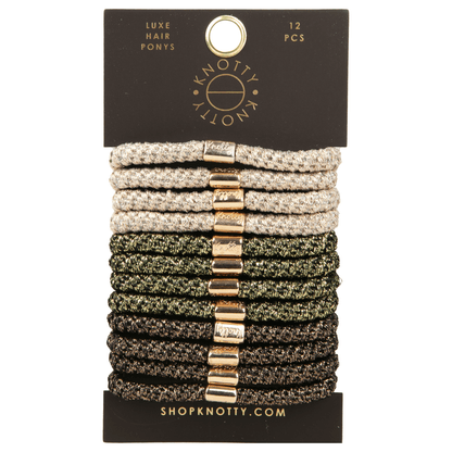 Luxe Hair Pony 12 - Pack | Earth Metallics - DraftFuel Sports