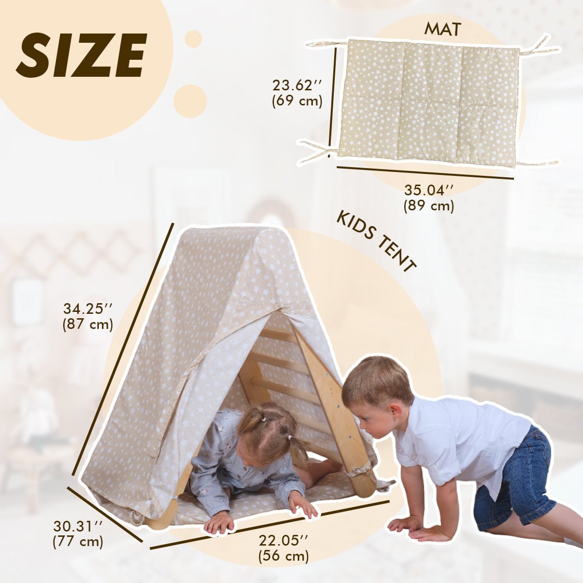 Play Tent Cover with Mat for Climbing Triangle Ladder - DraftFuel Sports