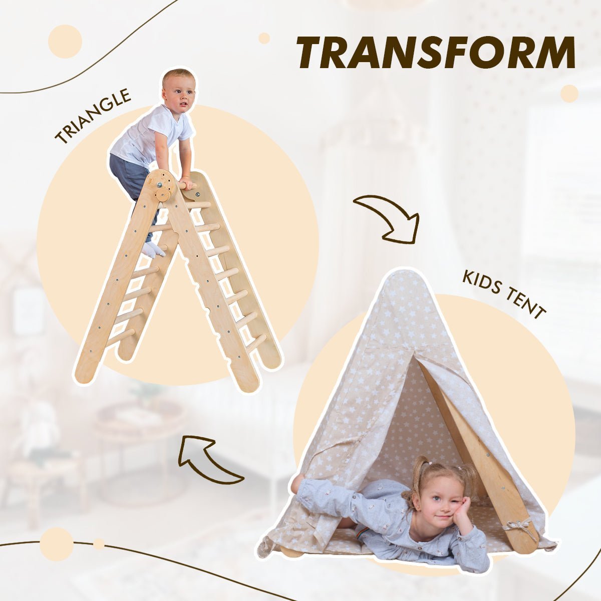 Play Tent Cover with Mat for Climbing Triangle Ladder - DraftFuel Sports