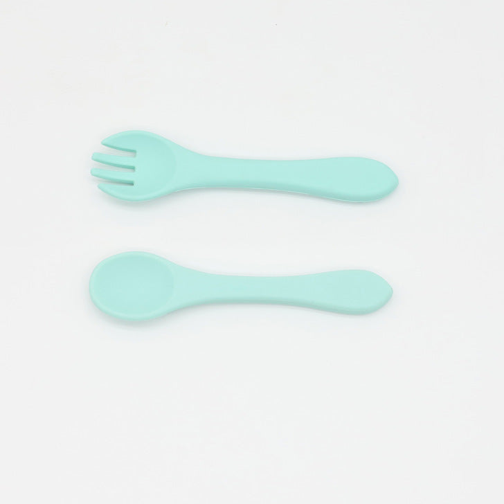 Baby Food Grade Complementary Food Training Silicone Spoon Fork Sets-9