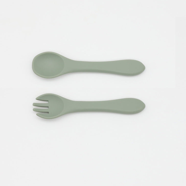 Baby Food Grade Complementary Food Training Silicone Spoon Fork Sets-8