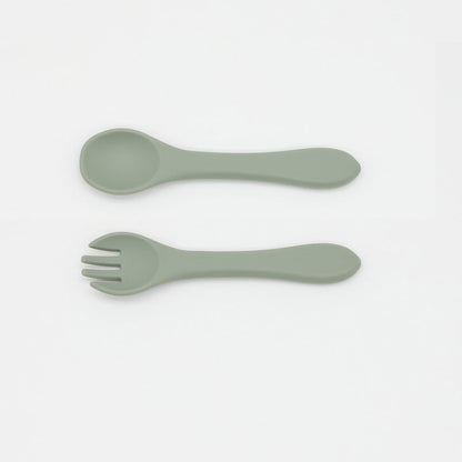 Baby Food Grade Complementary Food Training Silicone Spoon Fork Sets-8