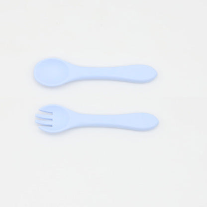 Baby Food Grade Complementary Food Training Silicone Spoon Fork Sets-7