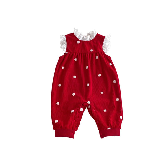 Sping and Winter Arrival Baby Cute Polka Dots Warm Fleece Sleeveless Rompers Vest - DraftFuel Sports