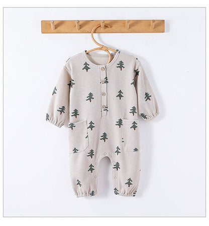 Spring Arrival Baby Unisex Long Sleeves Waffle Grid and Simple Pattern Rompers - DraftFuel Sports