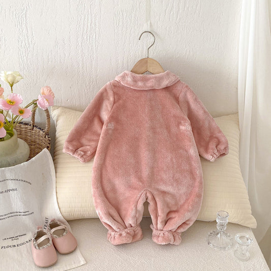 Winter Arrival Baby Girls Cute Rabbits Pattern Warm Double - sided Fleece Rompers - DraftFuel Sports