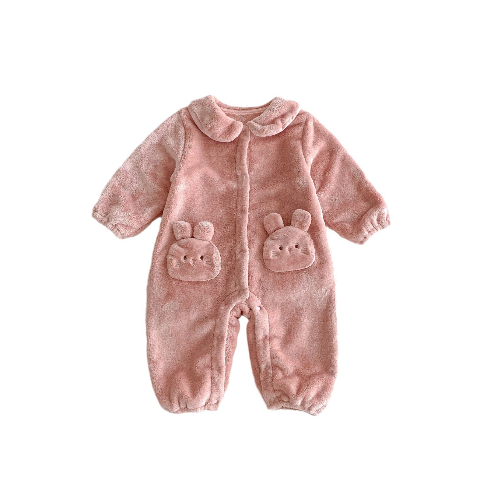 Winter Arrival Baby Girls Cute Rabbits Pattern Warm Double - sided Fleece Rompers - DraftFuel Sports