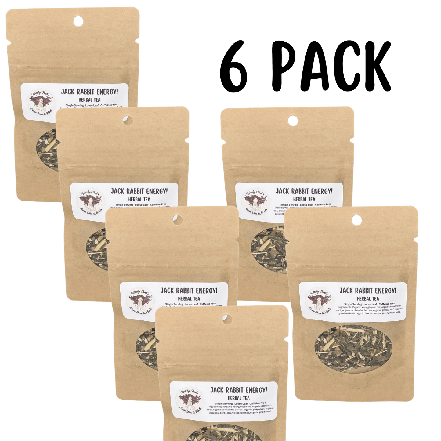 Witchy Pooh's Jack Rabbit Energy Tea - Loose Leaf Herbal Tea, Caffeine Free, Sugar Free - DraftFuel Sports