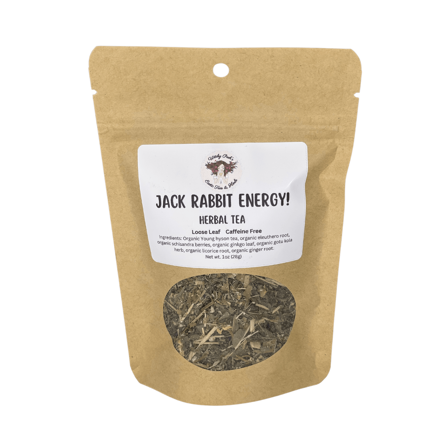 Witchy Pooh's Jack Rabbit Energy Tea - Loose Leaf Herbal Tea, Caffeine Free, Sugar Free - DraftFuel Sports